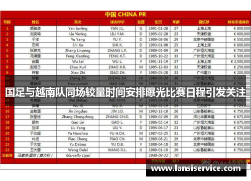 国足与越南队同场较量时间安排曝光比赛日程引发关注 国足与越南队同场较量时间安排曝光比赛日程引发关注